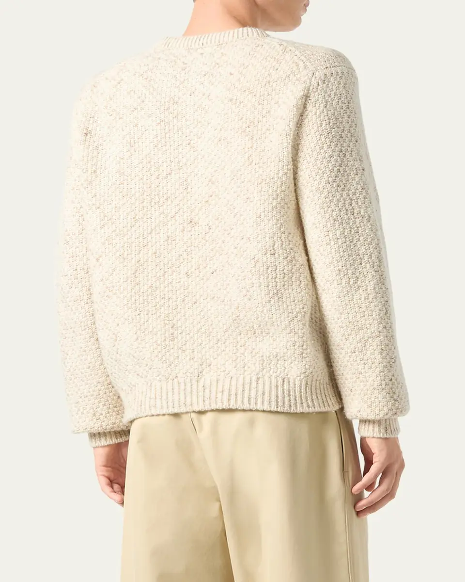 Loro Piana Men's Ash Virgin Wool, Linen and Cashmere Crewneck Sweater | Thumbnail 3