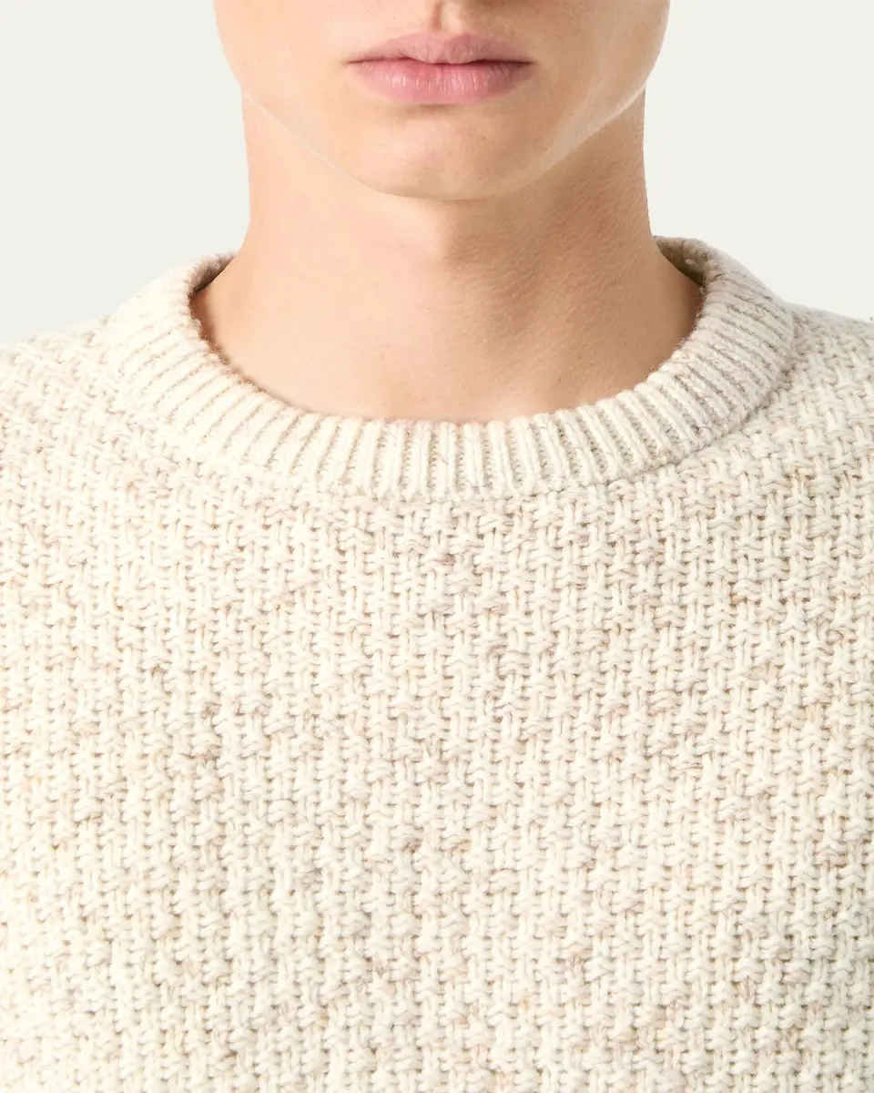 Loro Piana Men's Ash Virgin Wool, Linen and Cashmere Crewneck Sweater | Thumbnail 5