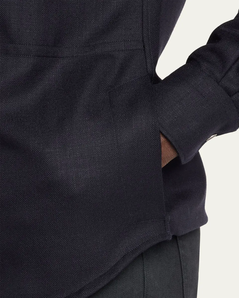 Kiton Men's Textured Cashmere and Wool Snap-Front Overshirt | Thumbnail 5
