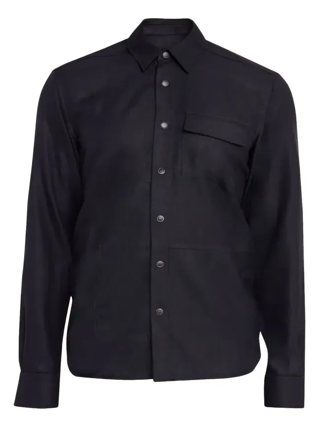Men's Textured Cashmere and Wool Snap-Front Overshirt
