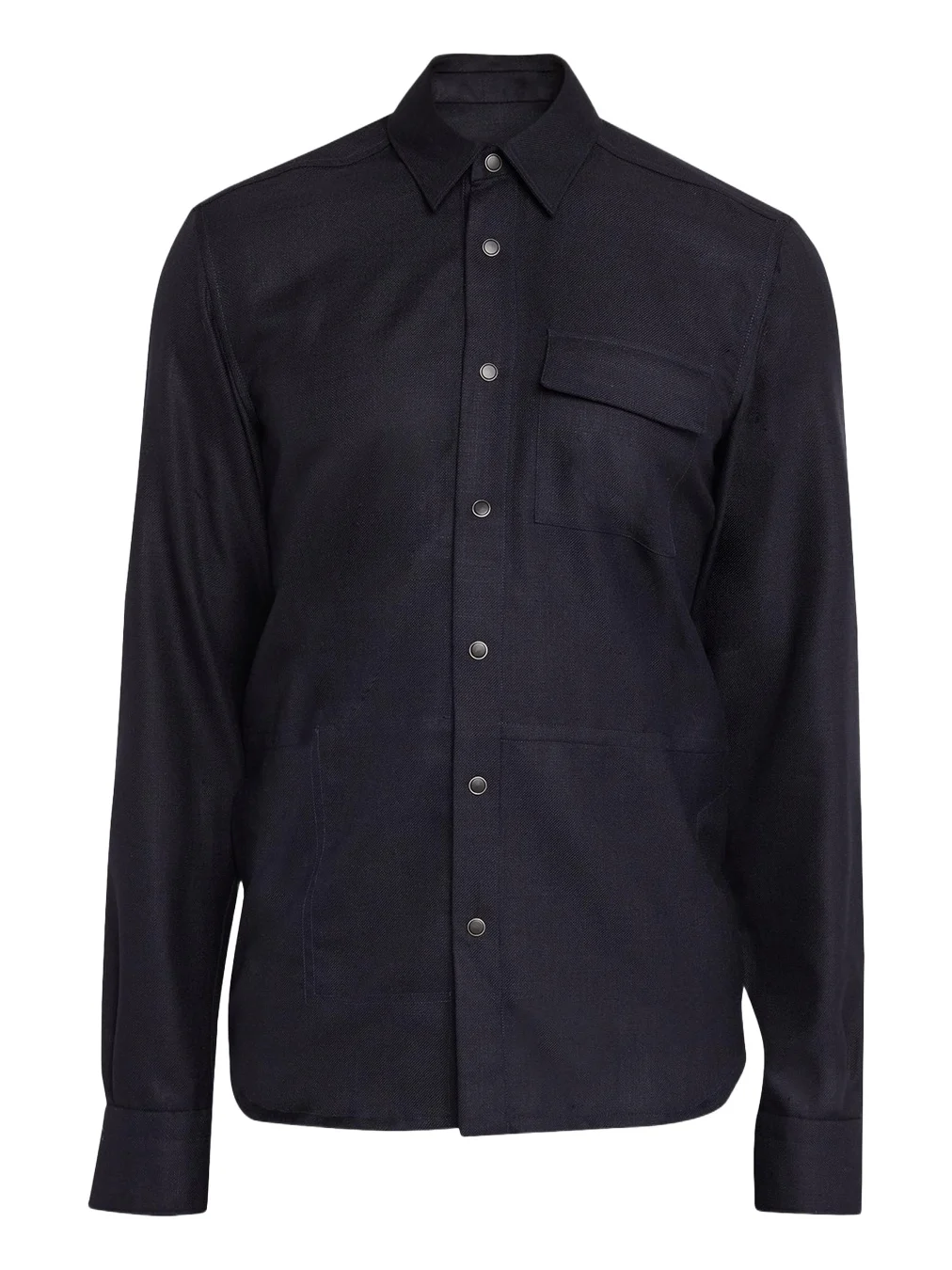 Men's Textured Cashmere and Wool Snap-Front Overshirt