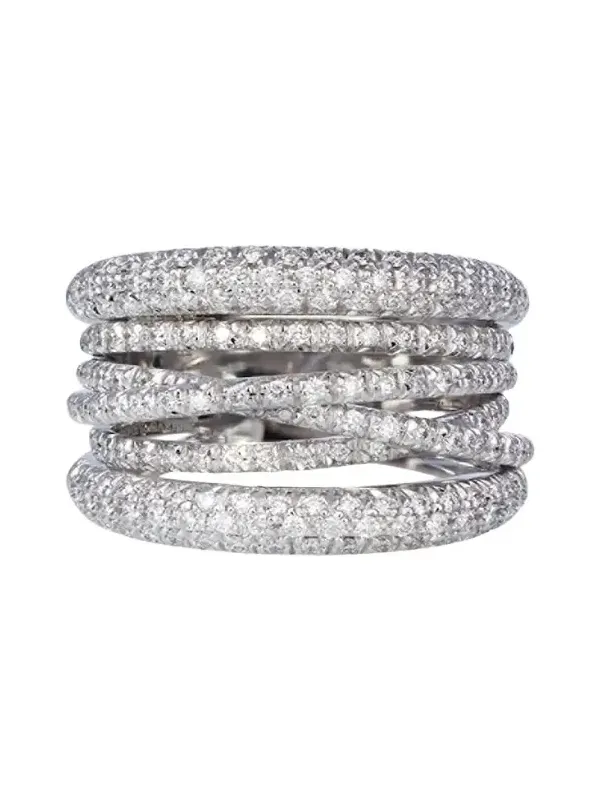 18K White Gold Diamond Scribble Band Ring 18K White Gold Diamond Scribble Band Ring