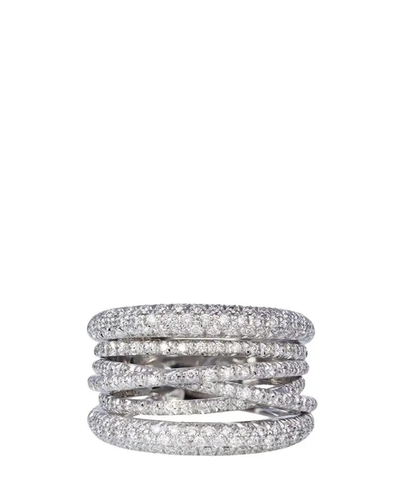 SIDNEY GARBER 18K White Gold Diamond Scribble Band Ring