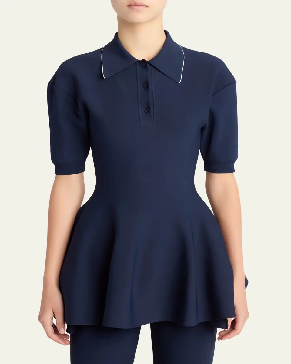 Stella McCartney Compact Knit Peplum Polo Shirt | Thumbnail 4 Stella McCartney Compact Knit Peplum Polo Shirt | Thumbnail 4
