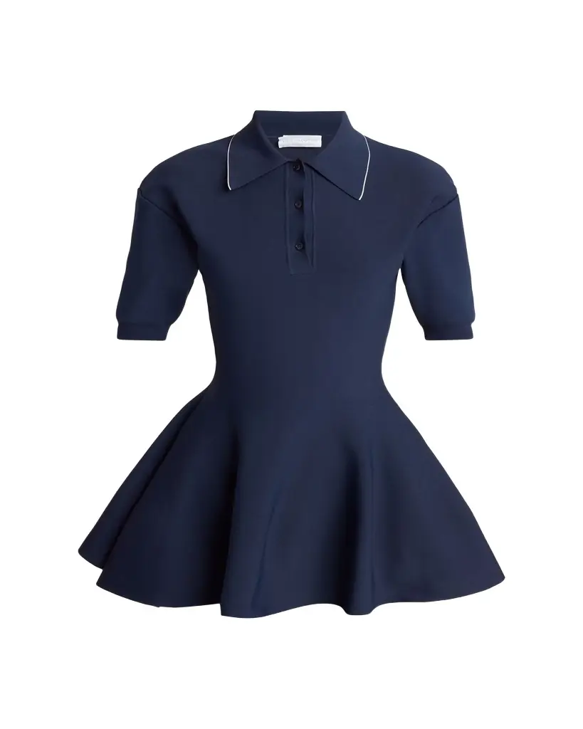 Stella McCartney Compact Knit Peplum Polo Shirt | Image 1 Stella McCartney Compact Knit Peplum Polo Shirt | Image 1