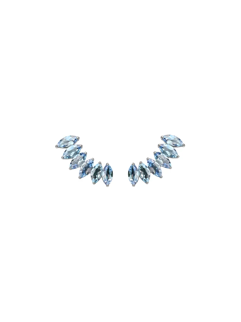 1.56ct Aquamarine 18K Gold Marquis Climber Earrings 1.56ct Aquamarine 18K Gold Marquis Climber Earrings