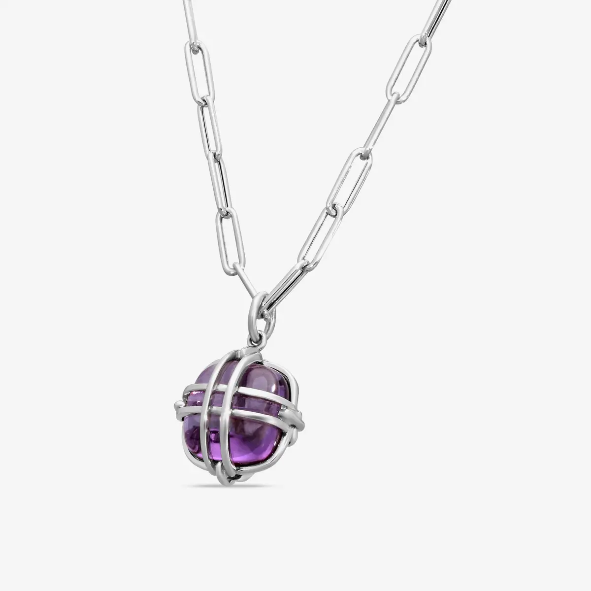 GOSHWARA Goshwara Freedom 18K White Gold Amethyst Cage Pendant by The Solist | Thumbnail 2