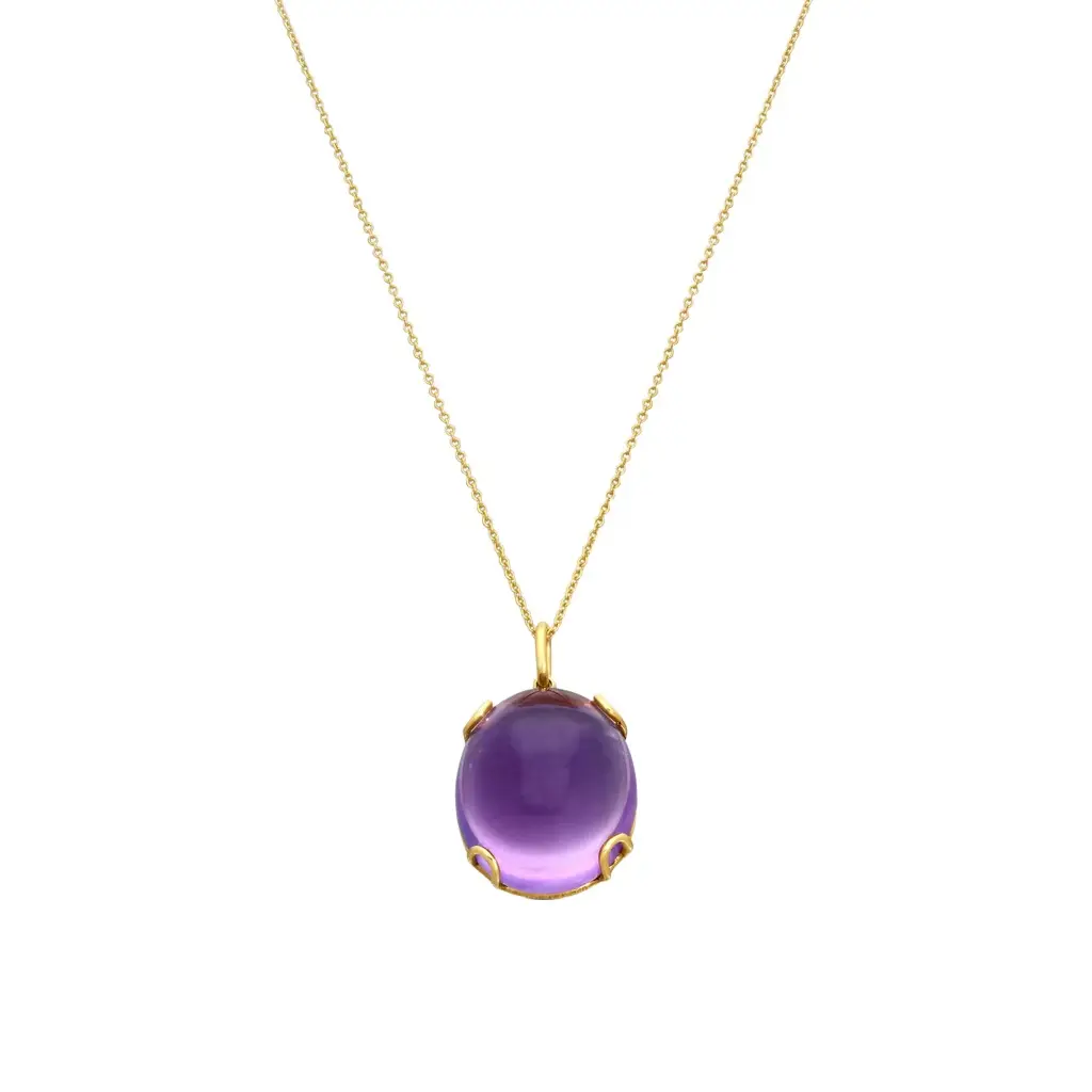 GOSHWARA Goshwara Rock-N-Roll 18K Yellow Gold Amethyst Oval Cabochon Pendant by The Solist | Image 1 GOSHWARA Goshwara Rock-N-Roll 18K Yellow Gold Amethyst Oval Cabochon Pendant by The Solist | Image 1