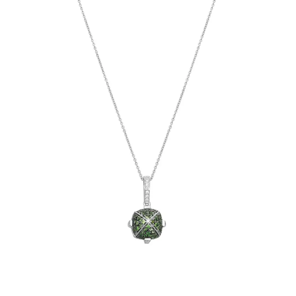 GOSHWARA Goshwara Sugarloaf 18K White Gold Tsavorite and Diamond Pendant by The Solist