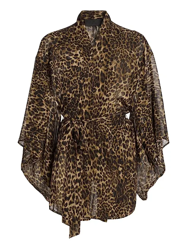 Women's Kima Leopard-Print Silk Kimono-Style Cover-Up Women's Kima Leopard-Print Silk Kimono-Style Cover-Up