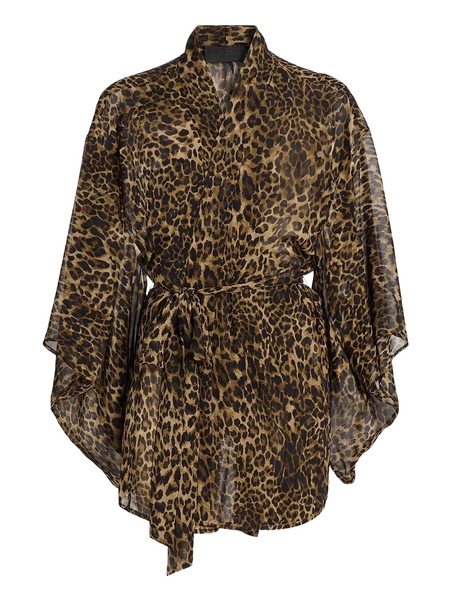 Women's Kima Leopard-Print Silk Kimono-Style Cover-Up Women's Kima Leopard-Print Silk Kimono-Style Cover-Up