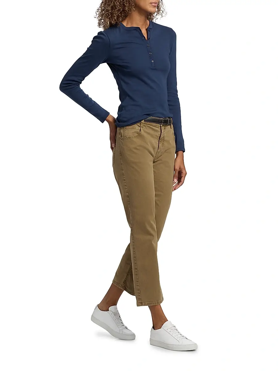 Nili Lotan Women's Jordan Cotton Long-Sleeve Henley | Thumbnail 2 Nili Lotan Women's Jordan Cotton Long-Sleeve Henley | Thumbnail 2