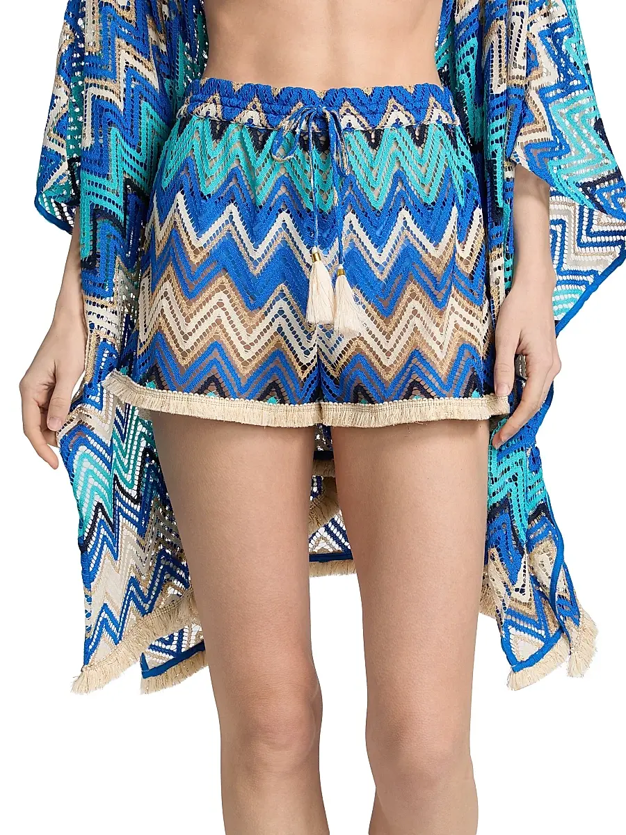 Ramy Brook Women's Duke Chevron Open-Knit Shorts | Thumbnail 3