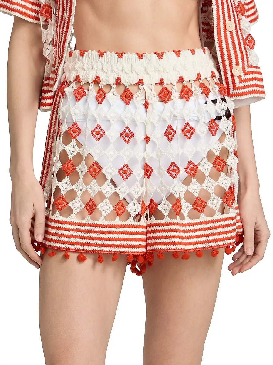 Ramy Brook Women's Cordelia Geometric Open-Knit Shorts | Thumbnail 3 Ramy Brook Women's Cordelia Geometric Open-Knit Shorts | Thumbnail 3
