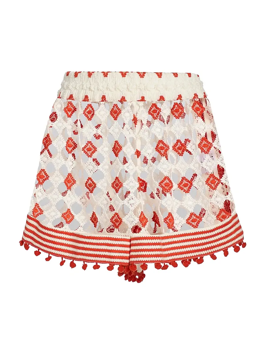Ramy Brook Women's Cordelia Geometric Open-Knit Shorts