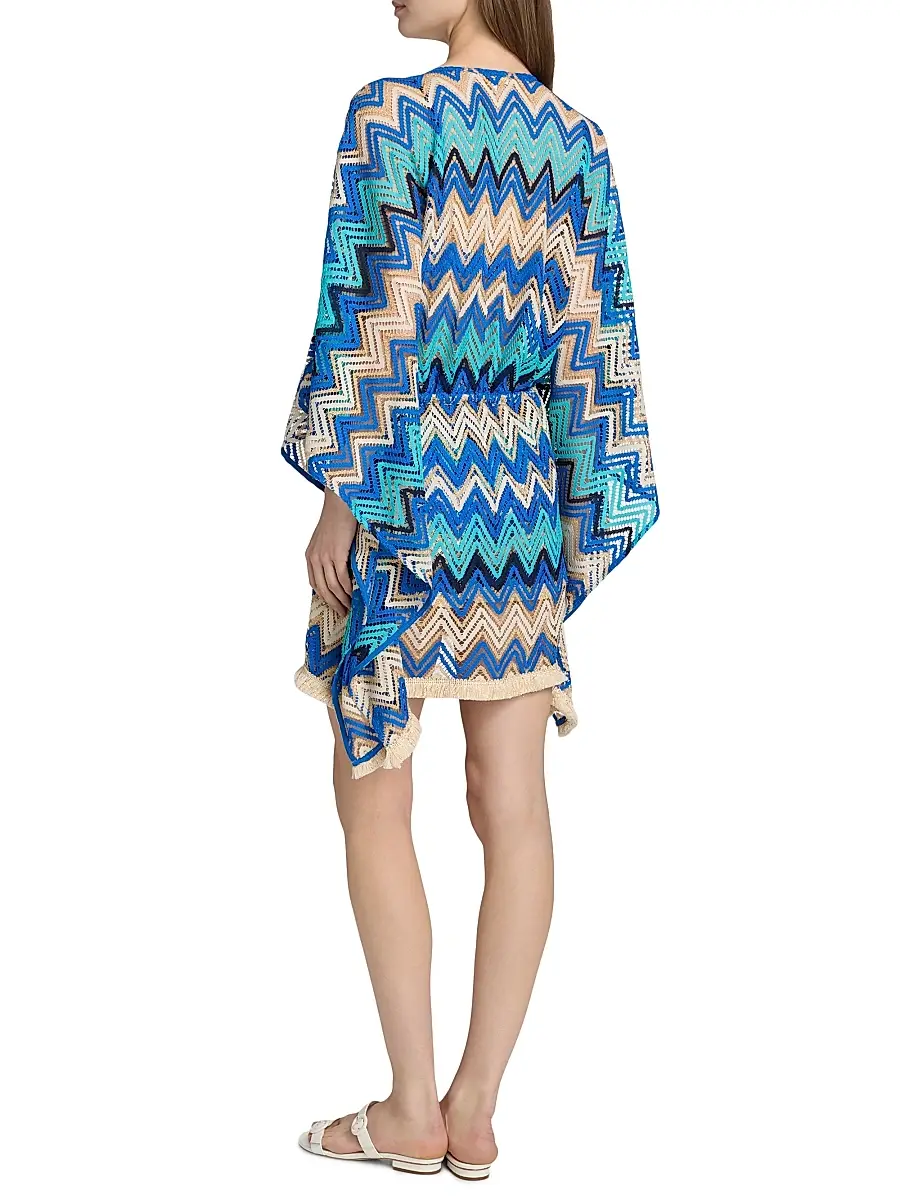 Ramy Brook Women's Rayne Chevron-Knit Cover-Up Minidress | Thumbnail 4