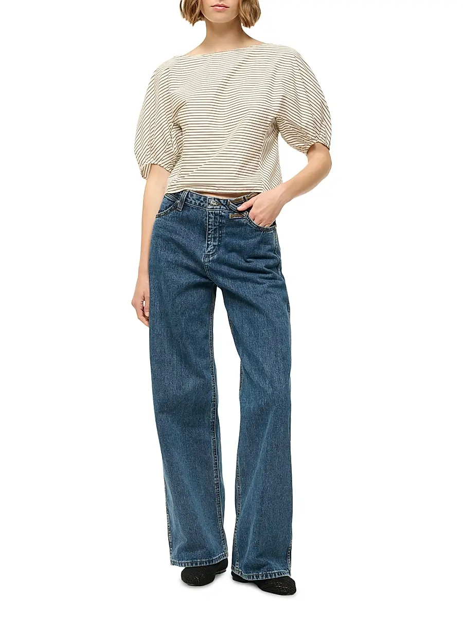 Staud Women's Didi Striped Stretch-Cotton Top | Thumbnail 2 Staud Women's Didi Striped Stretch-Cotton Top | Thumbnail 2