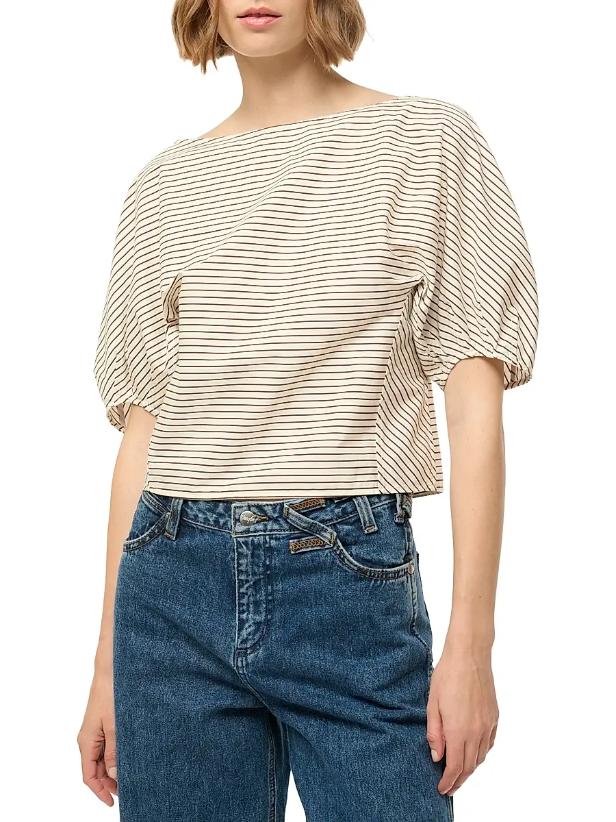 Staud Women's Didi Striped Stretch-Cotton Top | Thumbnail 3 Staud Women's Didi Striped Stretch-Cotton Top | Thumbnail 3