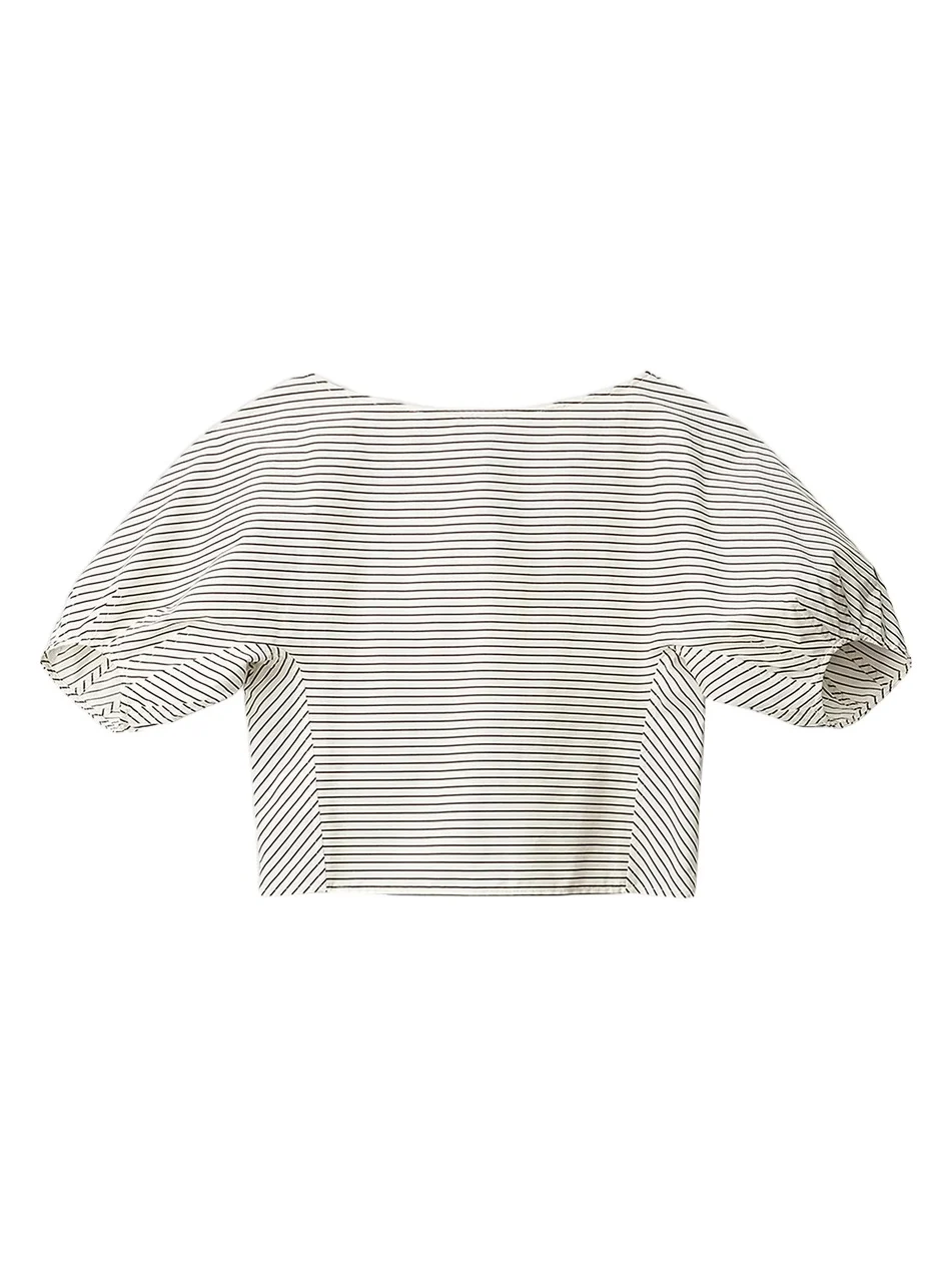 Staud Women's Didi Striped Stretch-Cotton Top