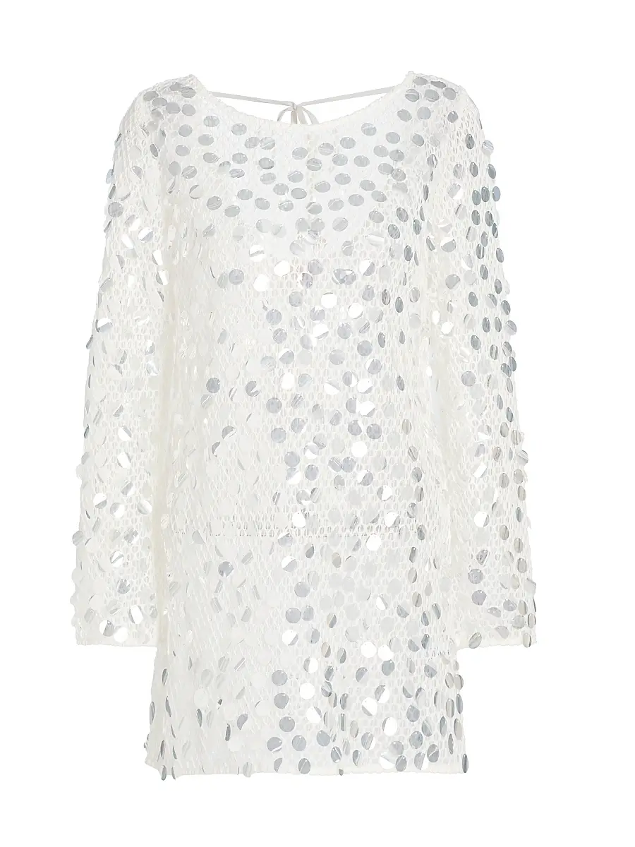 Milly Women's Paillette Sequined Crochet Cover-Up Minidress | Image 1 Milly Women's Paillette Sequined Crochet Cover-Up Minidress | Image 1
