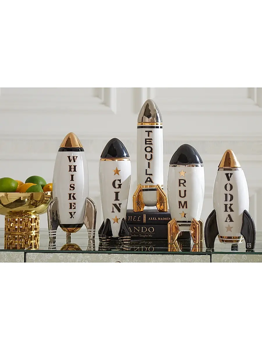 Jonathan Adler 16K Goldplated & Rocket Porcelain Tequila Decanter | Thumbnail 3 Jonathan Adler 16K Goldplated & Rocket Porcelain Tequila Decanter | Thumbnail 3
