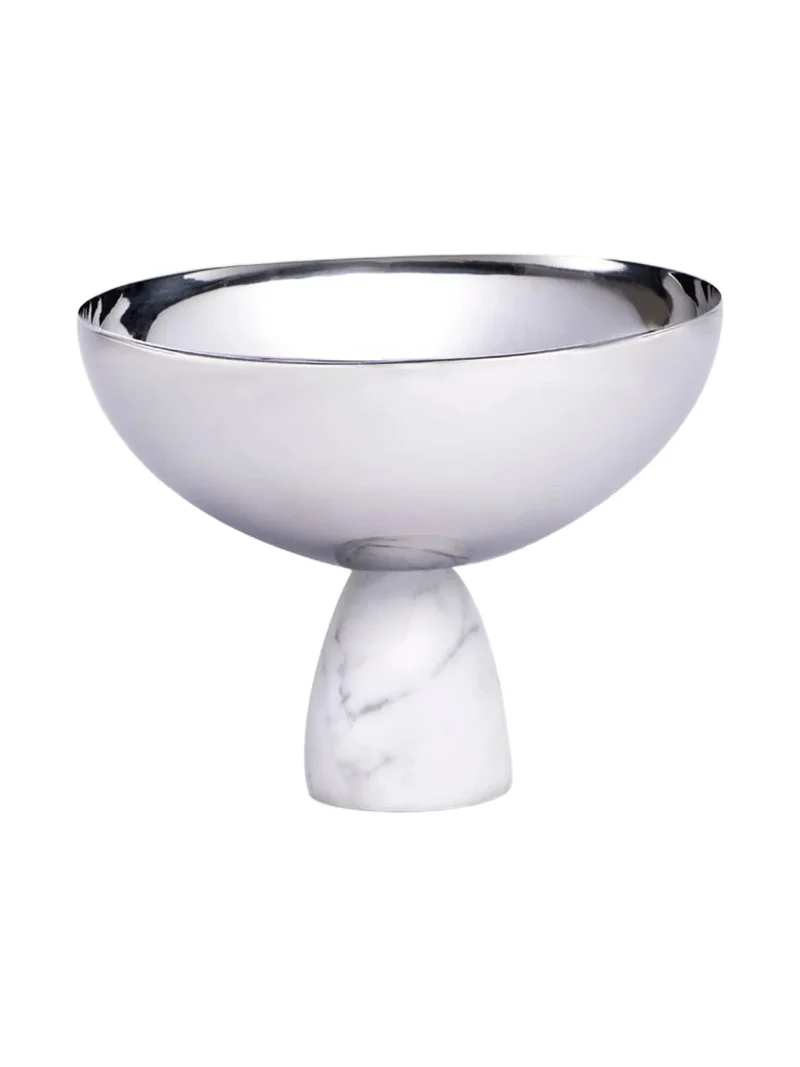 Anna New York Coluna Carrara Marble & Metal Bowl