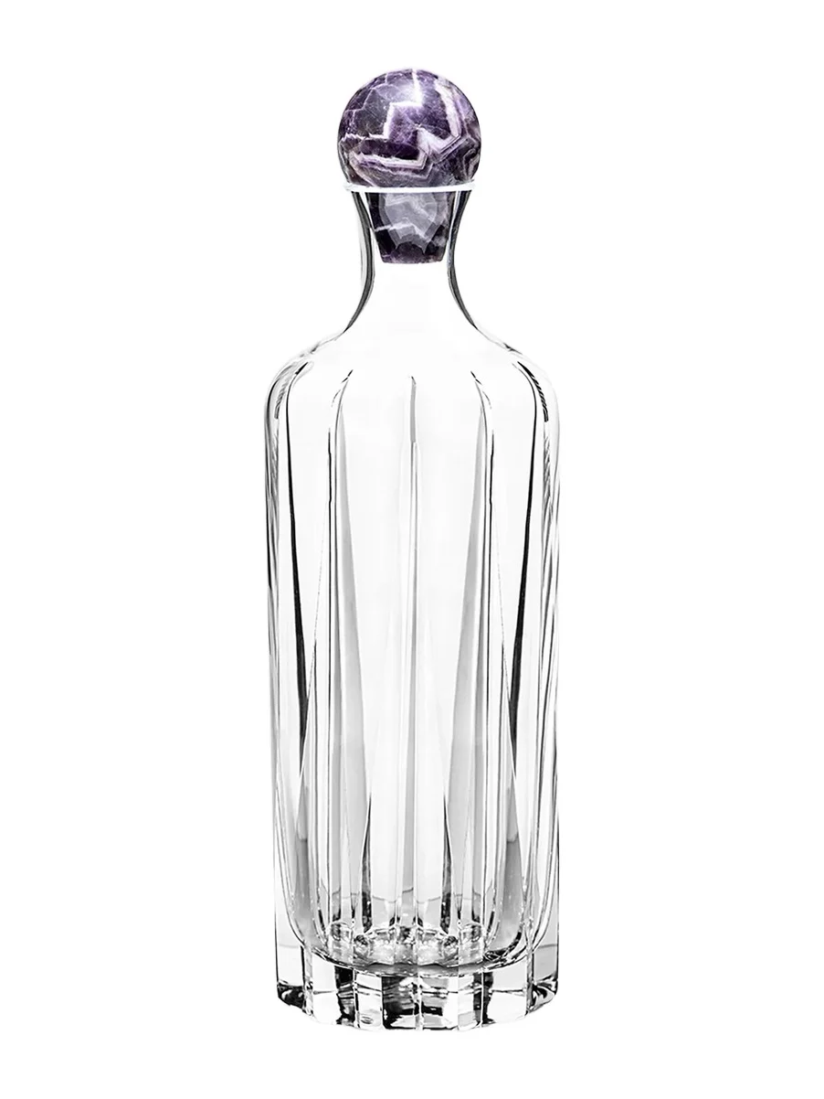 Anna New York Elevo Crystal & Agate Decanter - Smoke Agate