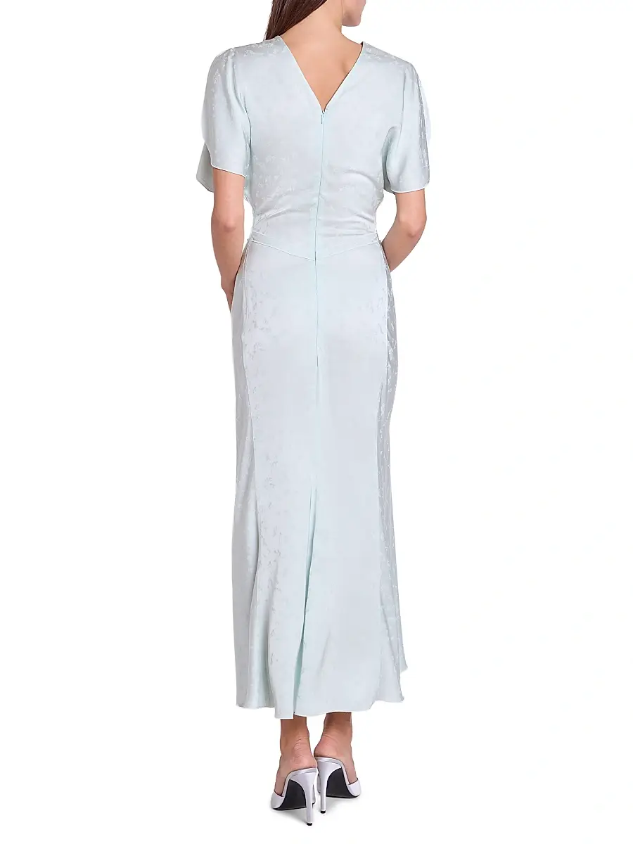 Victoria Beckham Women's Gathered Waist Burnout Velvet Midi-Dress | Thumbnail 5 Victoria Beckham Women's Gathered Waist Burnout Velvet Midi-Dress | Thumbnail 5