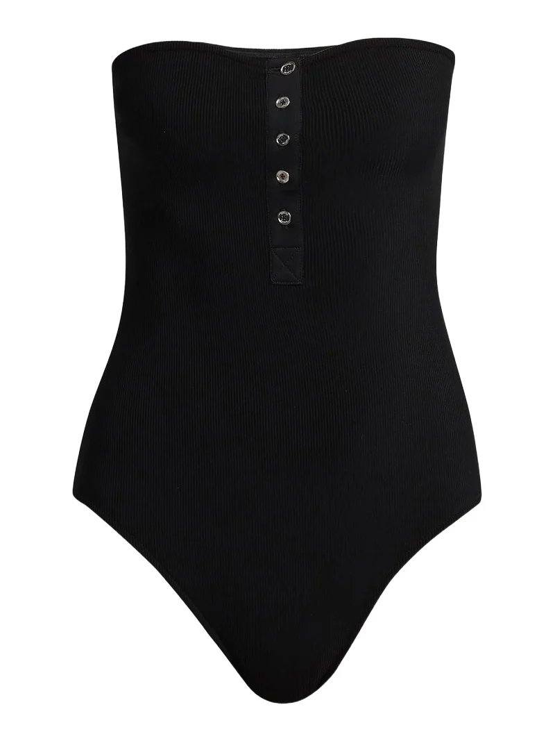 TOTEME Women's Rib-Knit Strapless One-Piece Swimsuit