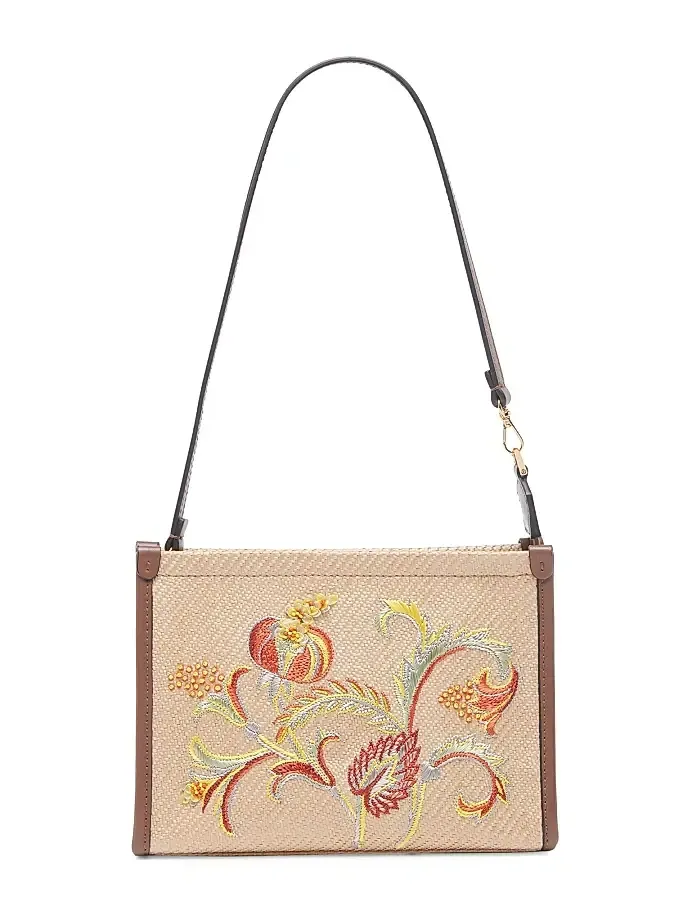 Women's Floral-Embroidered Woven Pouch Women's Floral-Embroidered Woven Pouch