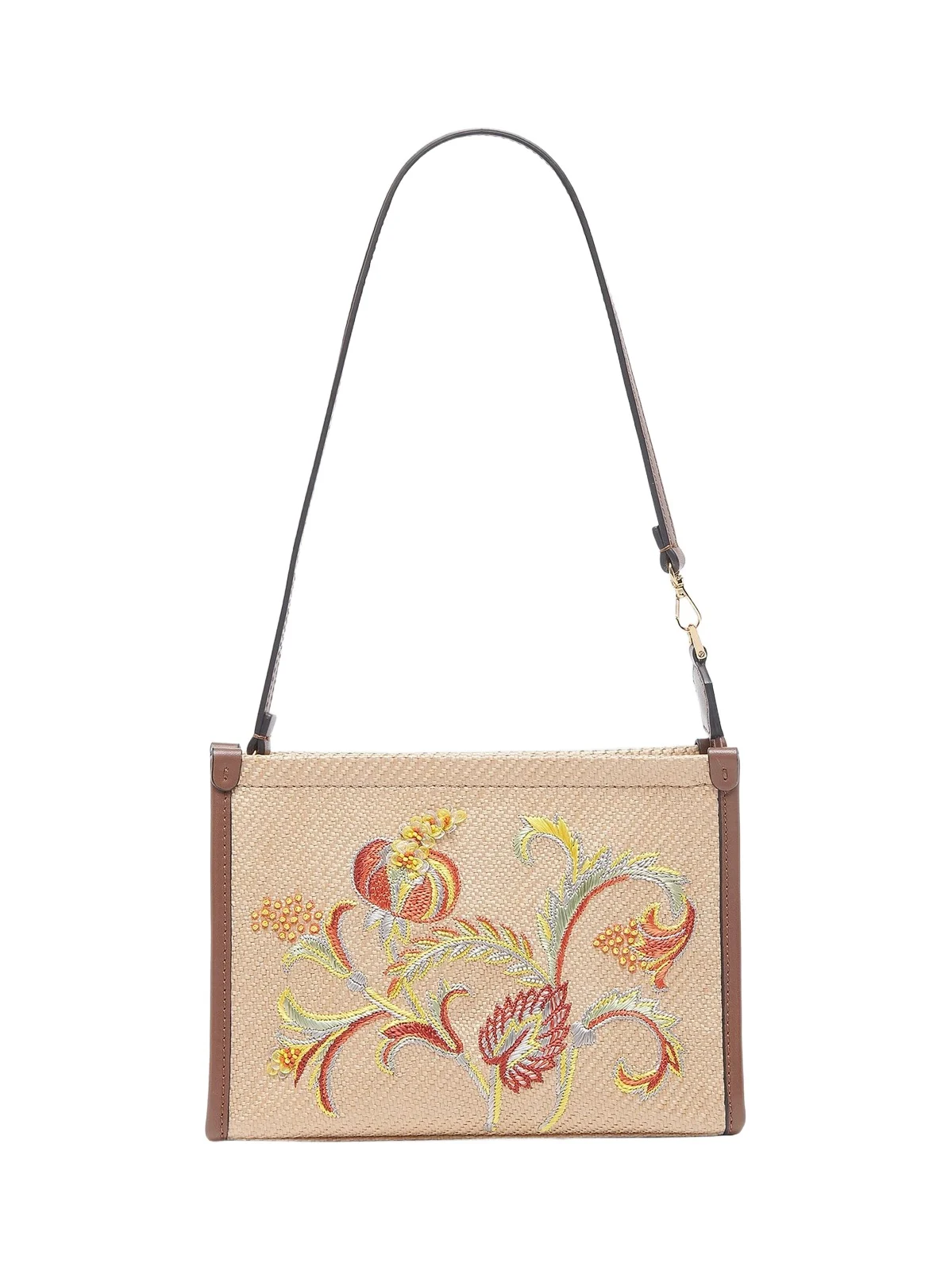 Women's Floral-Embroidered Woven Pouch Women's Floral-Embroidered Woven Pouch