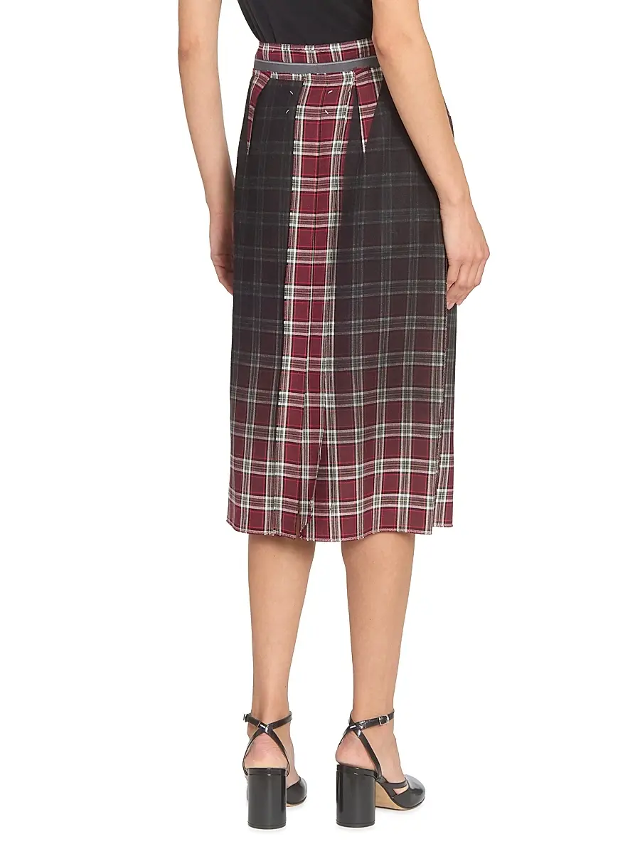 Maison Margiela Women's Ombré Checked Midi-Skirt - Burgundy White - Size 0 | Thumbnail 5 Maison Margiela Women's Ombré Checked Midi-Skirt - Burgundy White - Size 0 | Thumbnail 5