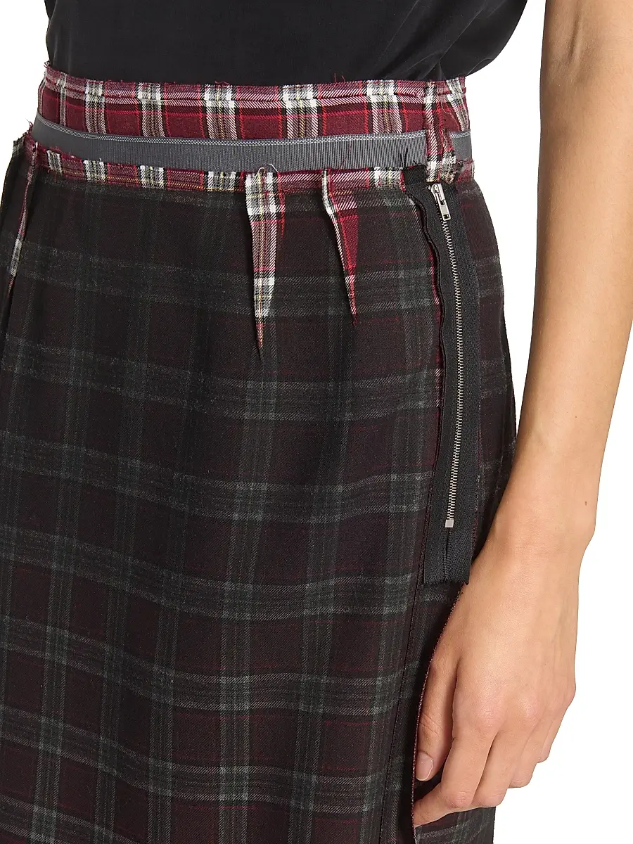 Maison Margiela Women's Ombré Checked Midi-Skirt - Burgundy White - Size 0 | Thumbnail 6 Maison Margiela Women's Ombré Checked Midi-Skirt - Burgundy White - Size 0 | Thumbnail 6