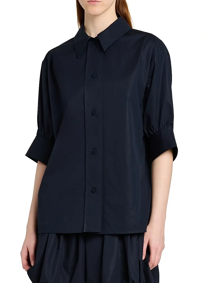 Jil Sander Women's Cotton Poplin Boxy Shirt - Navy | Thumbnail 4 Jil Sander Women's Cotton Poplin Boxy Shirt - Navy | Thumbnail 4