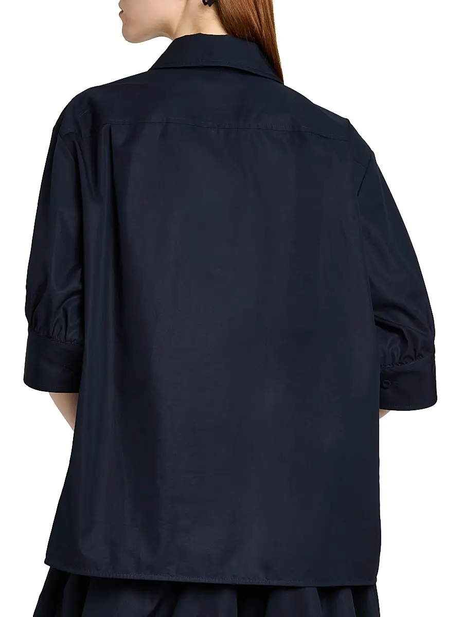 Jil Sander Women's Cotton Poplin Boxy Shirt - Navy | Thumbnail 5 Jil Sander Women's Cotton Poplin Boxy Shirt - Navy | Thumbnail 5