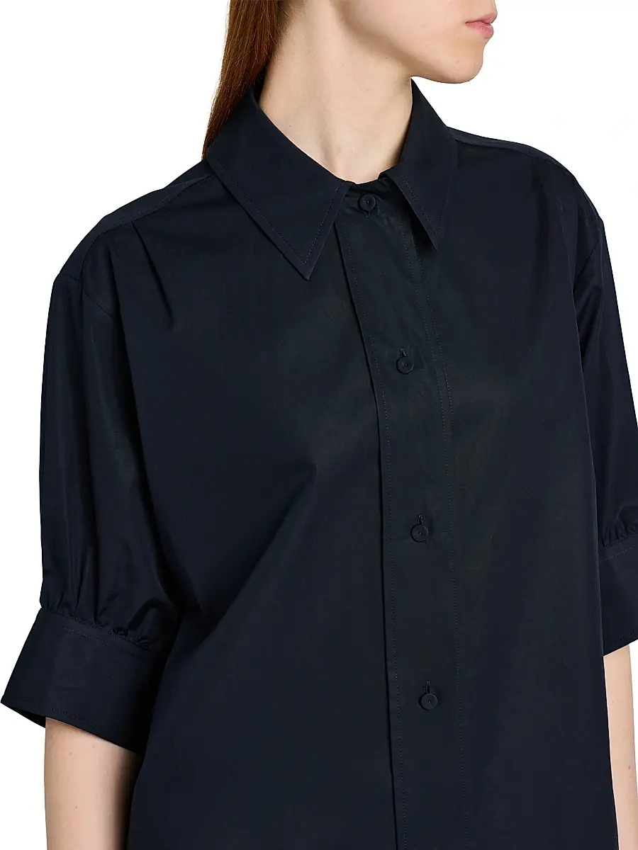 Jil Sander Women's Cotton Poplin Boxy Shirt - Navy | Thumbnail 6 Jil Sander Women's Cotton Poplin Boxy Shirt - Navy | Thumbnail 6