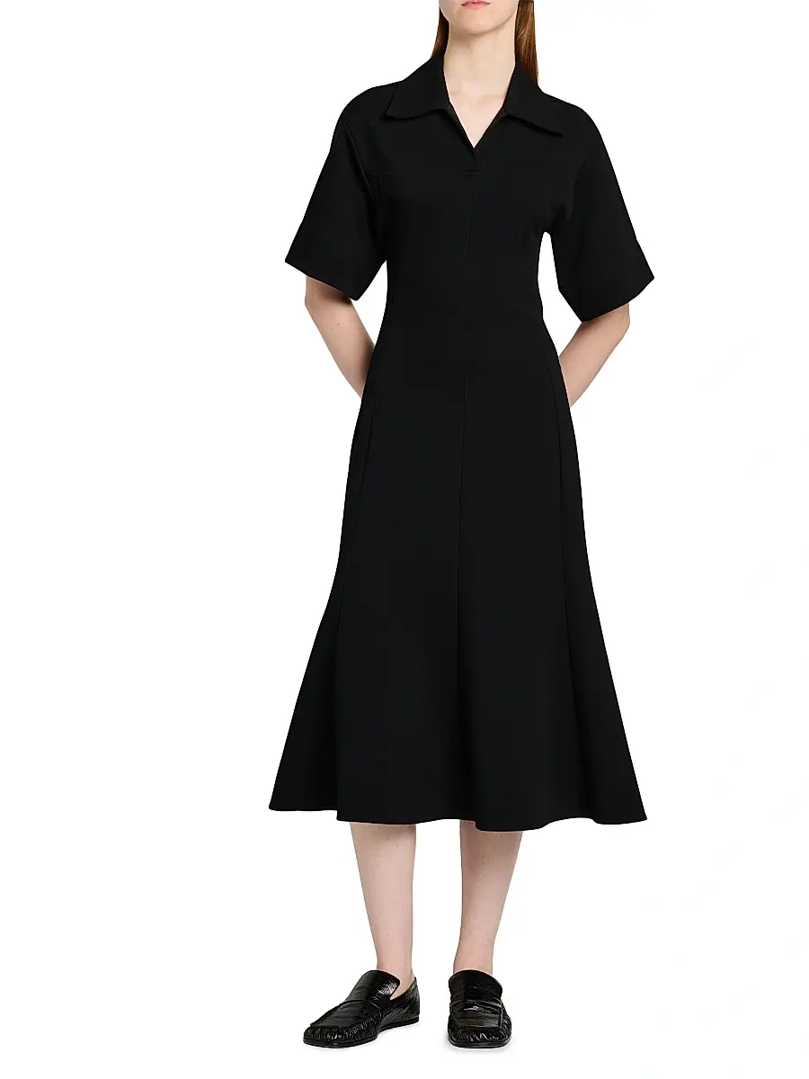 Jil Sander Women's Crepe A-Line Midi-Dress | Thumbnail 2 Jil Sander Women's Crepe A-Line Midi-Dress | Thumbnail 2