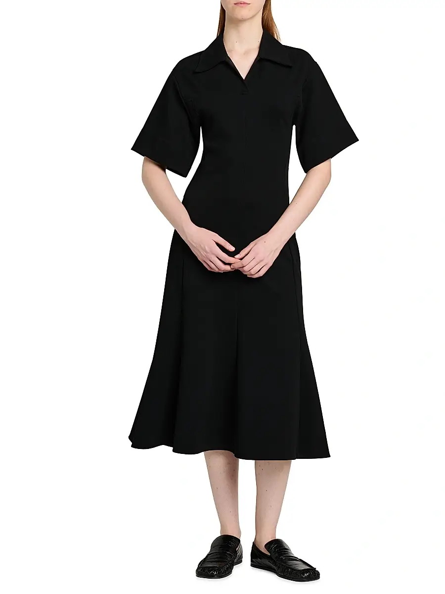 Jil Sander Women's Crepe A-Line Midi-Dress | Thumbnail 3 Jil Sander Women's Crepe A-Line Midi-Dress | Thumbnail 3