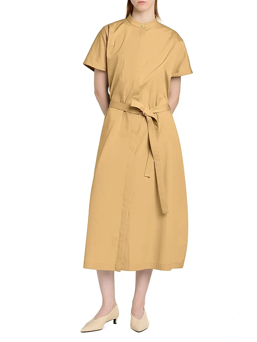 Jil Sander Women's Glaze-Finished Cotton Poplin Shirtdress | Thumbnail 2 Jil Sander Women's Glaze-Finished Cotton Poplin Shirtdress | Thumbnail 2