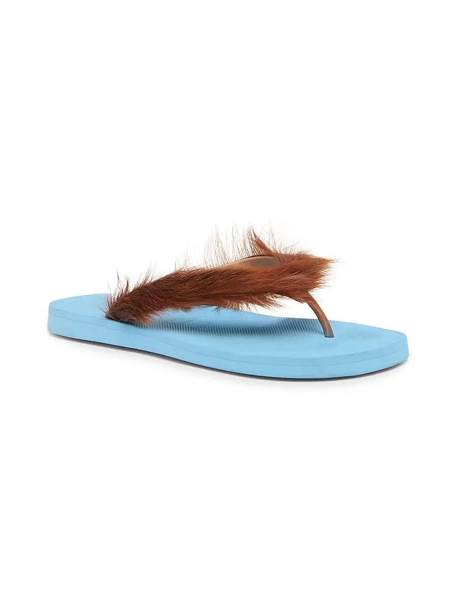 Marni Men's Long Calf Hair Flip-Flop Sandals | Thumbnail 3 Marni Men's Long Calf Hair Flip-Flop Sandals | Thumbnail 3