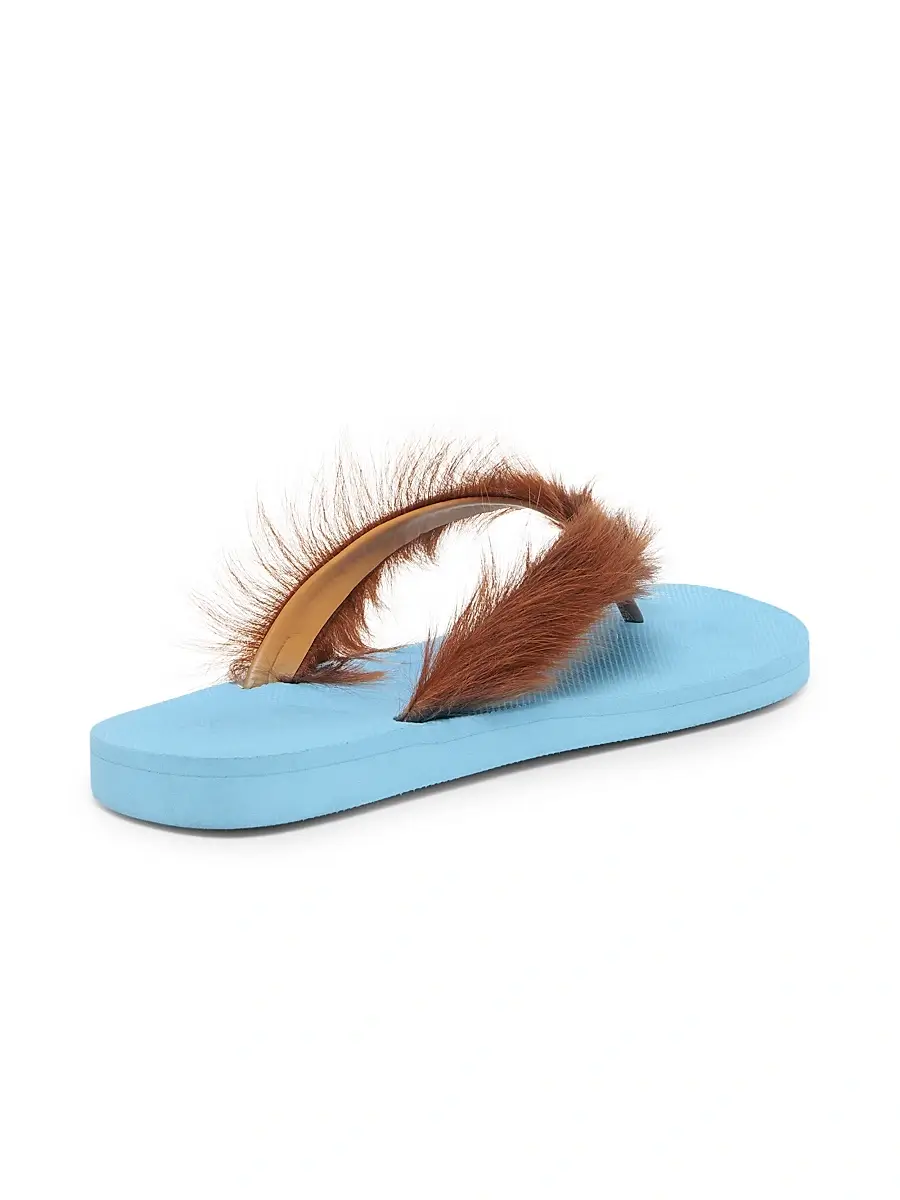 Marni Men's Long Calf Hair Flip-Flop Sandals | Thumbnail 4 Marni Men's Long Calf Hair Flip-Flop Sandals | Thumbnail 4