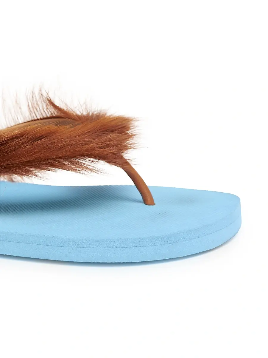 Marni Men's Long Calf Hair Flip-Flop Sandals | Thumbnail 6 Marni Men's Long Calf Hair Flip-Flop Sandals | Thumbnail 6
