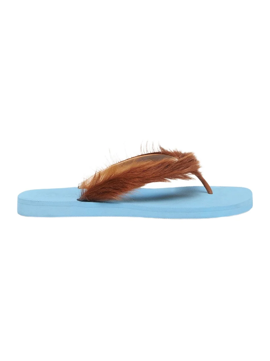 Marni Men's Long Calf Hair Flip-Flop Sandals