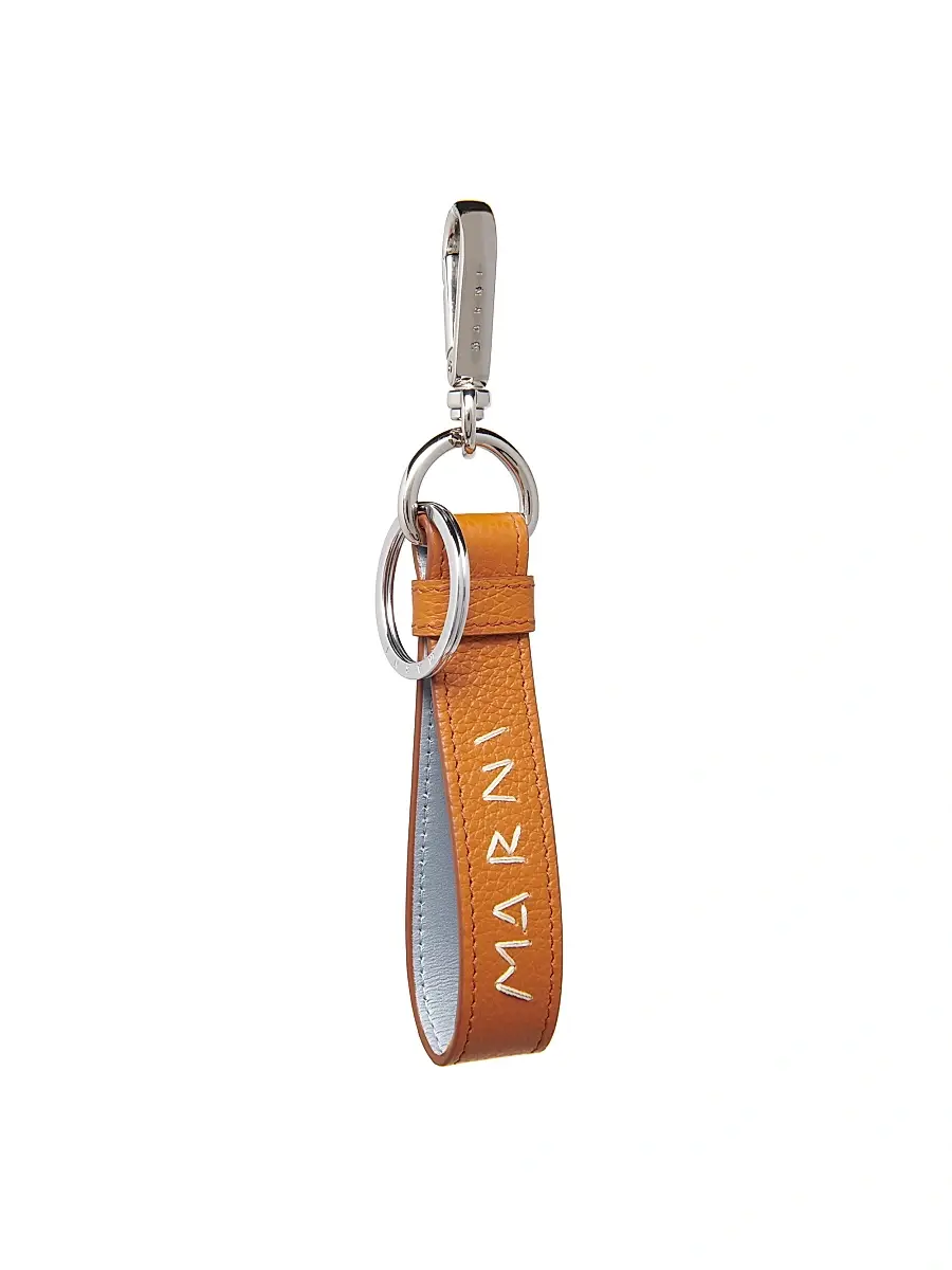 Marni Men's Logo Leather Key Ring - Brick | Image 1 Marni Men's Logo Leather Key Ring - Brick | Image 1