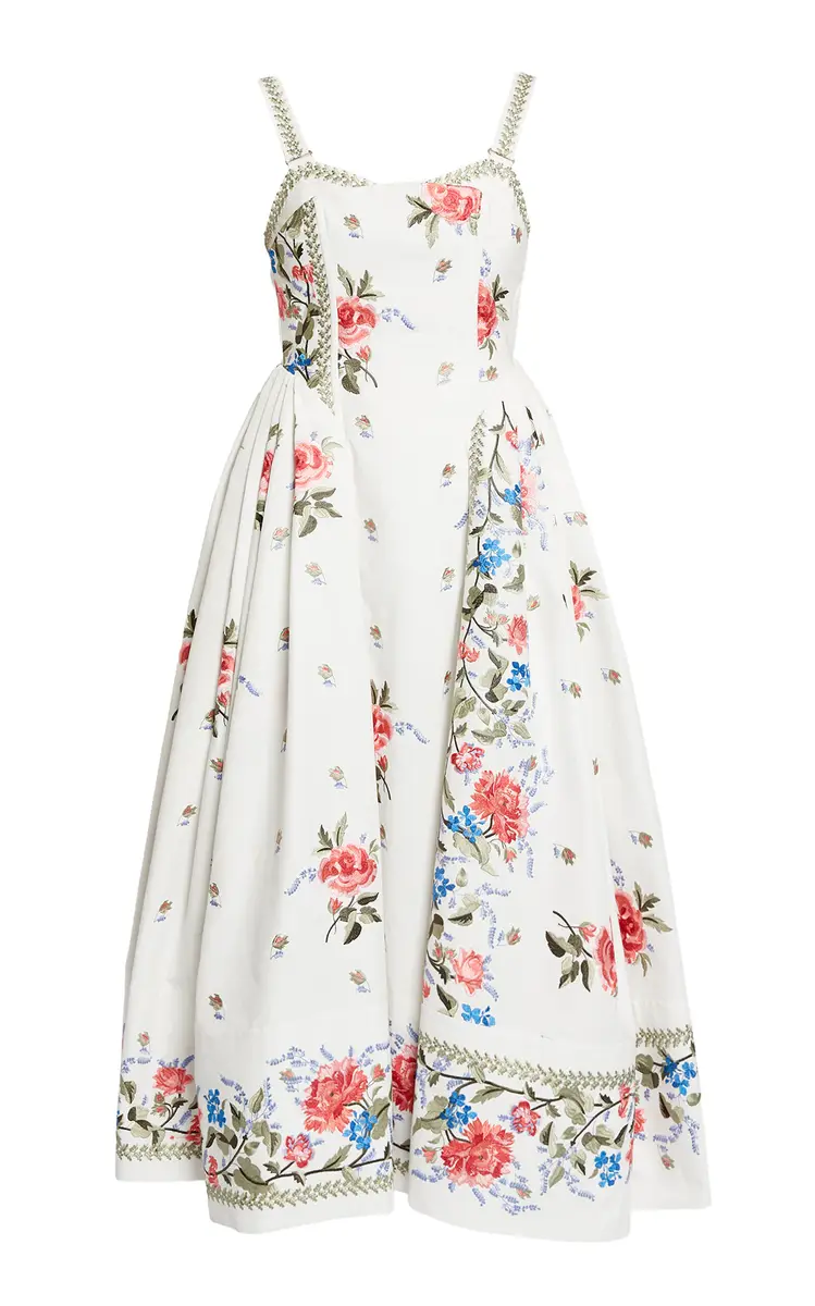 Erdem Floral Bustier Cotton Midi Dress | Thumbnail 3