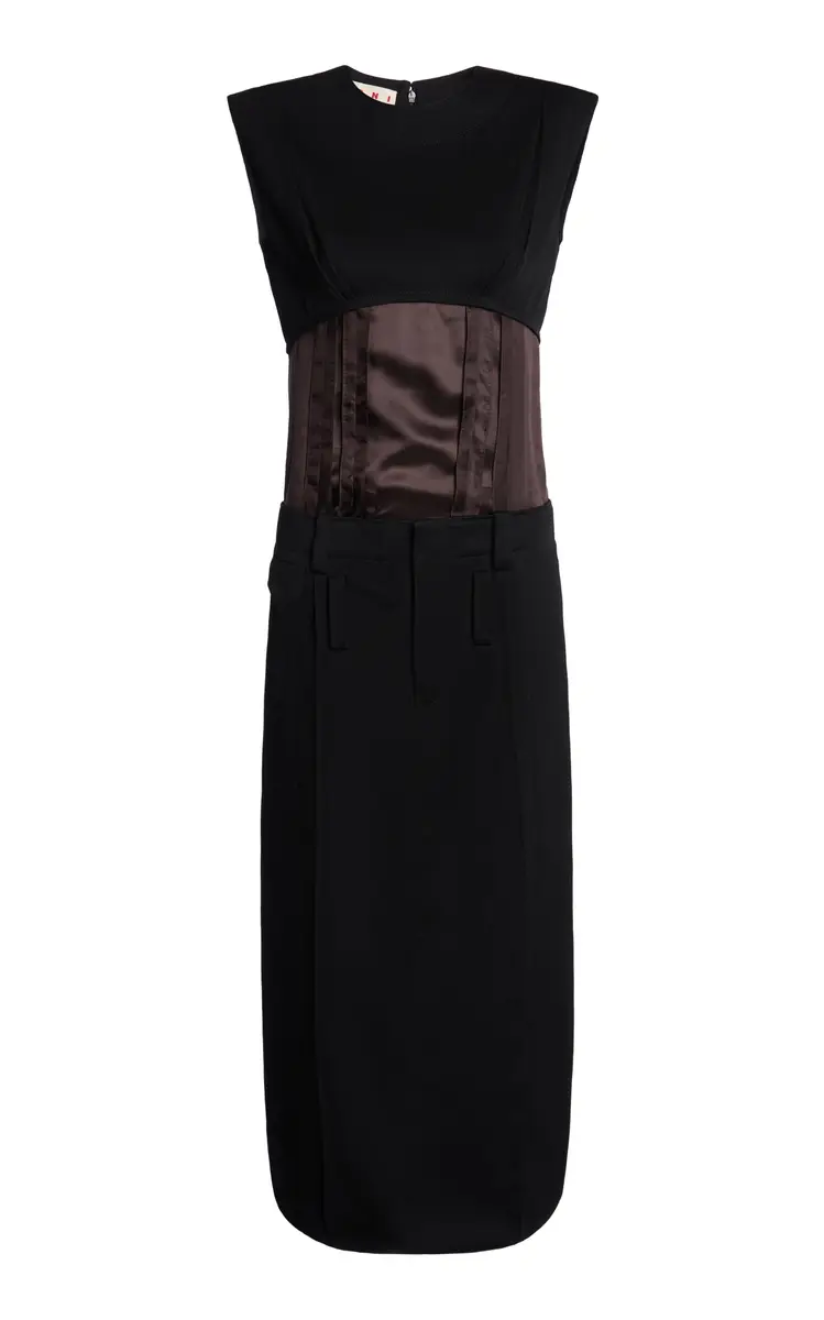 Belted Wool Midi Dress