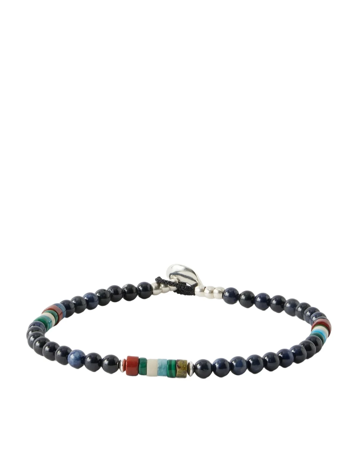 Sterling Silver Multi-Stone Beaded Bracelet - Men Sterling Silver Multi-Stone Beaded Bracelet - Men