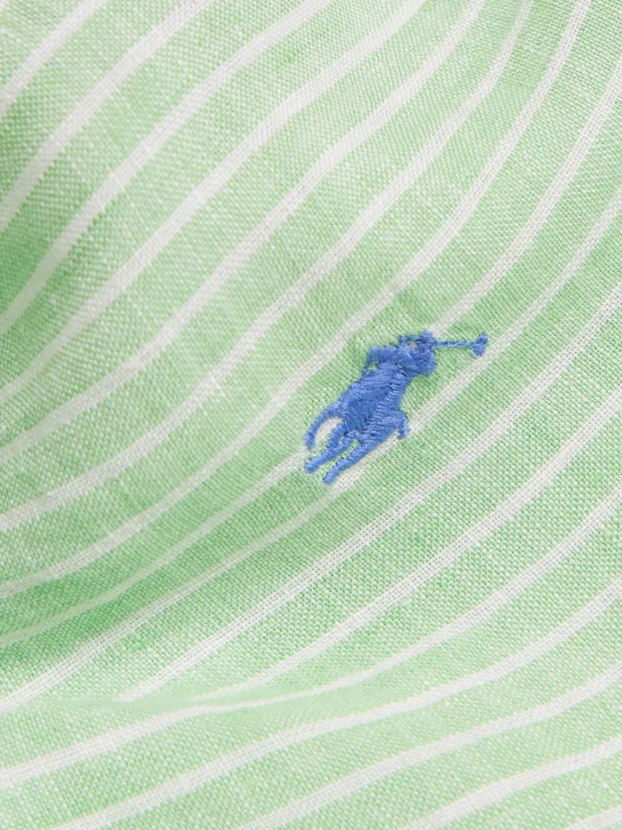 Polo Ralph Lauren Button-Down Collar Logo-Embroidered Striped Linen Shirt - Men | Thumbnail 5