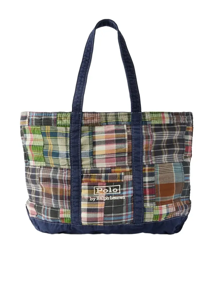 Polo Ralph Lauren Large Patchwork Checked Cotton-Madras Tote Bag - Men | Image 1 Polo Ralph Lauren Large Patchwork Checked Cotton-Madras Tote Bag - Men | Image 1