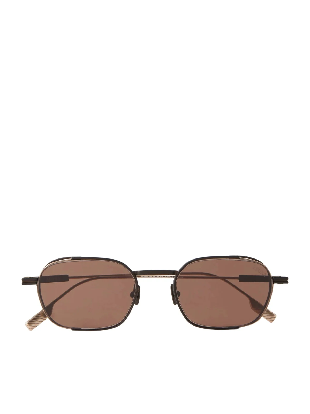 Zegna Round-Frame Two-Tone Titanium Sunglasses - Men